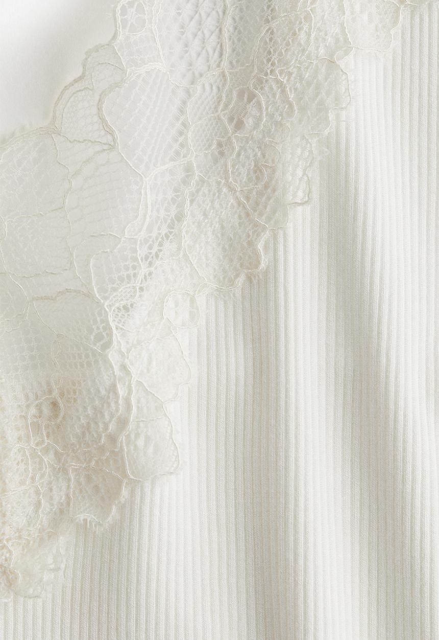 H&M - Lace-trimmed strappy top - white