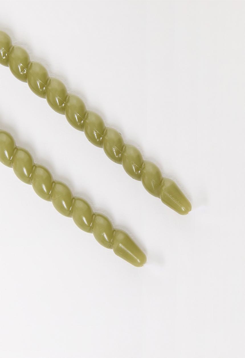 H&S - Twisted 20cm dinner candle set of 10 - Green
