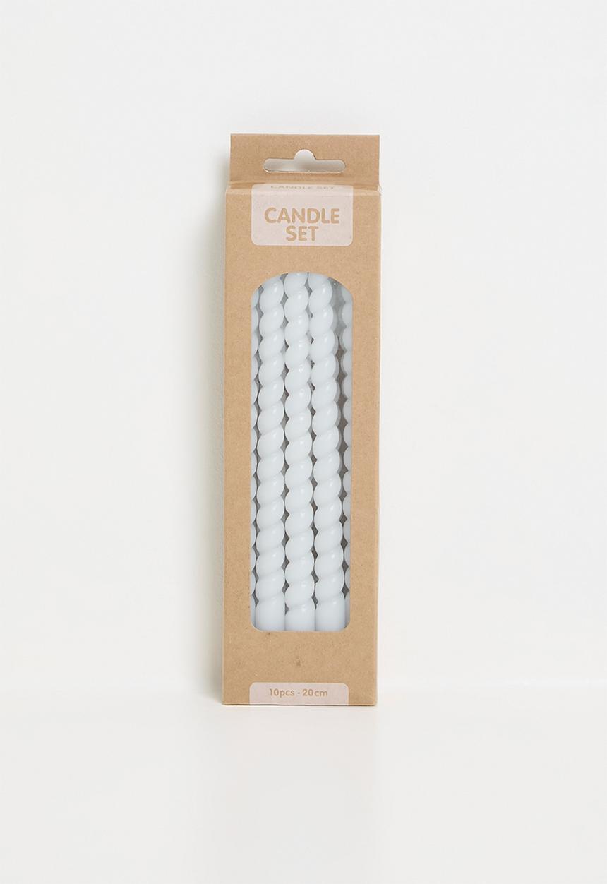 H&S - Twisted 20cm dinner candle set of 10 - Grey