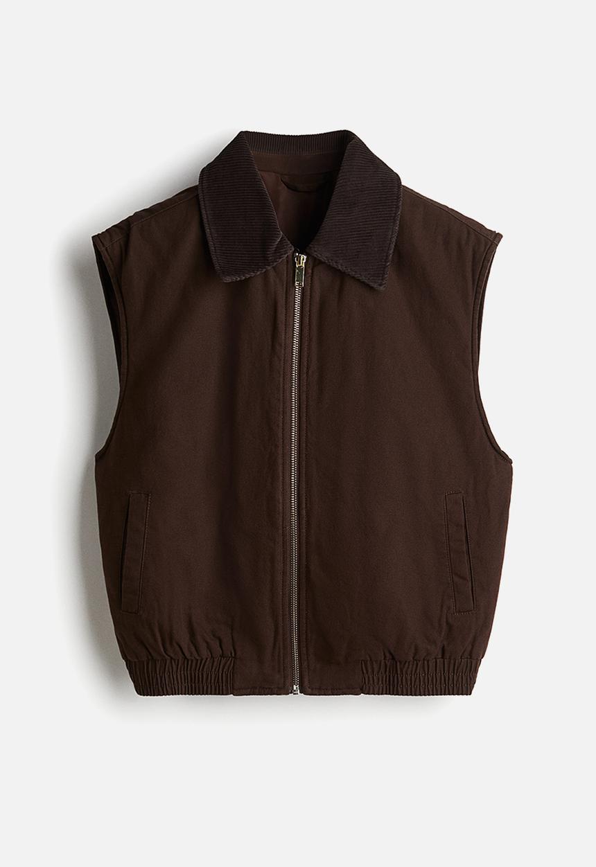H&M - Corduroy-collar gilet - dark brown