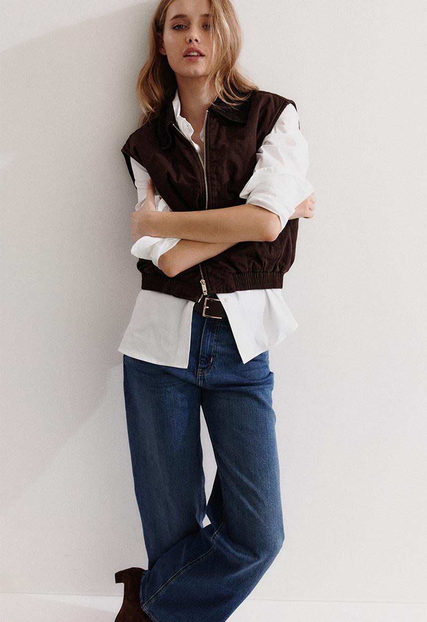 H&M - Corduroy-collar gilet - dark brown