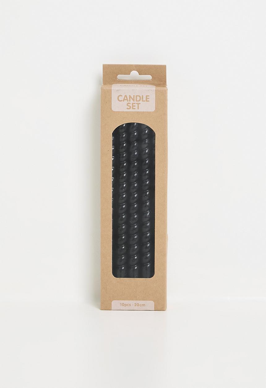 H&S - Twisted 20cm dinner candle set of 10 - Black