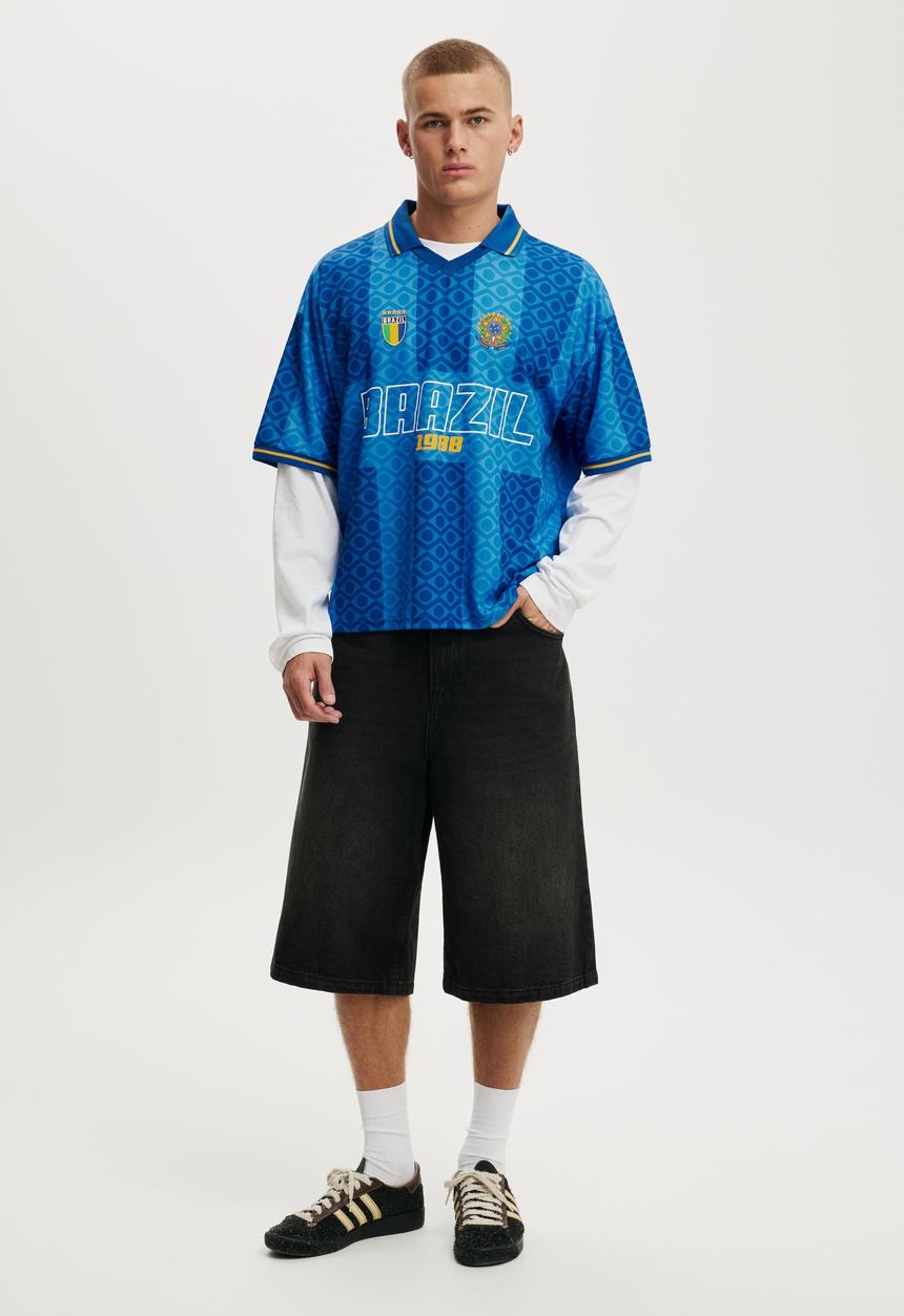 Cotton On - Cropped Sports Jersey - Royal Blue/Brazil 1988