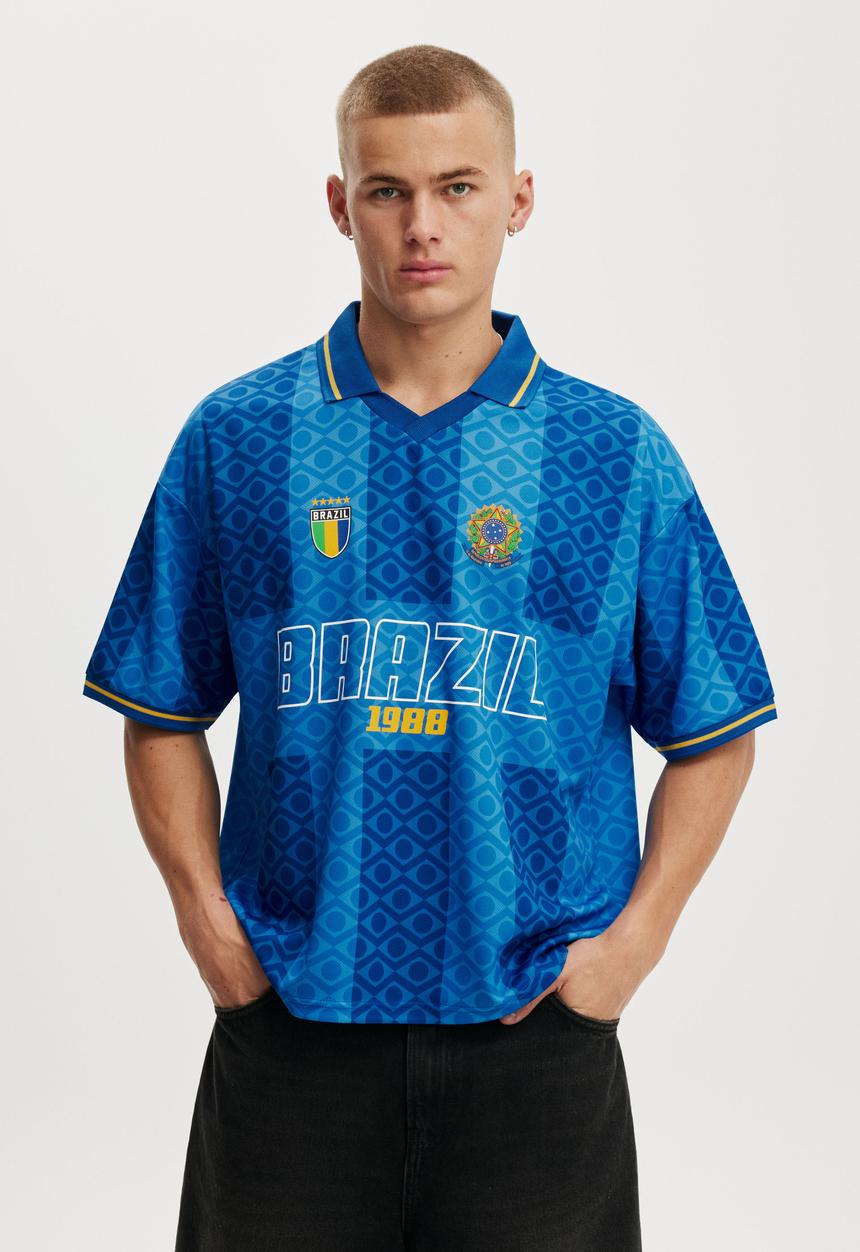 Cotton On - Cropped Sports Jersey - Royal Blue/Brazil 1988