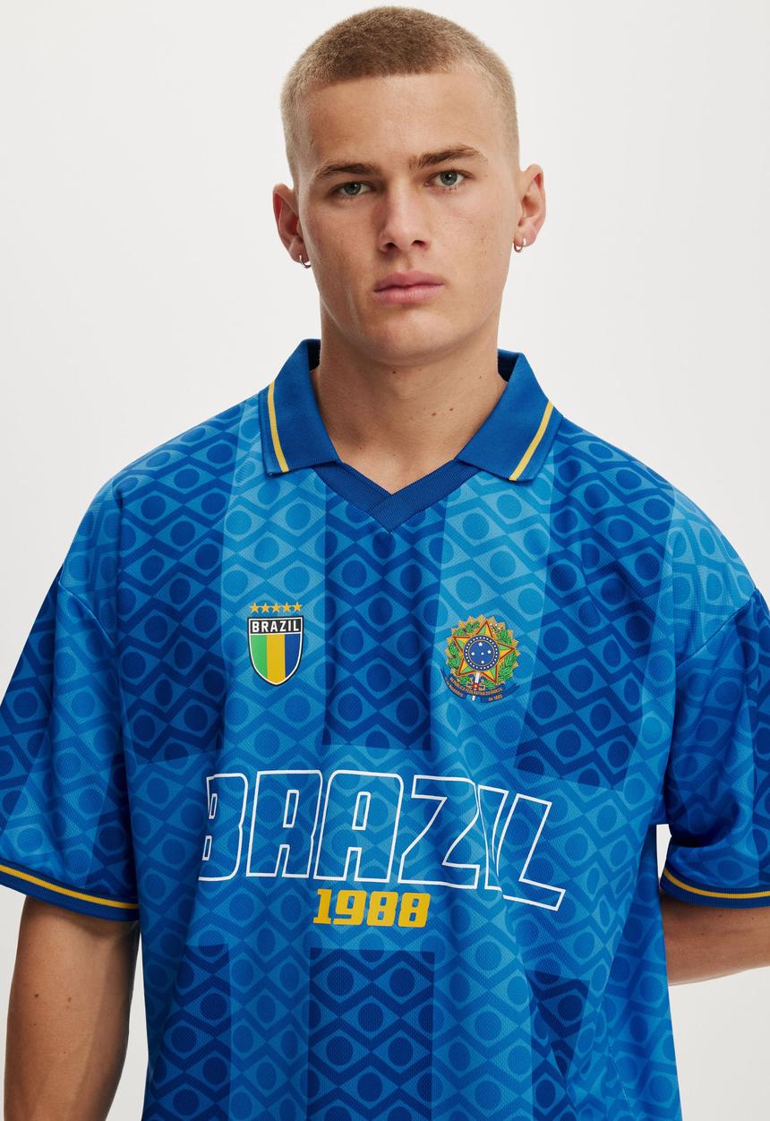 Cotton On - Cropped Sports Jersey - Royal Blue/Brazil 1988