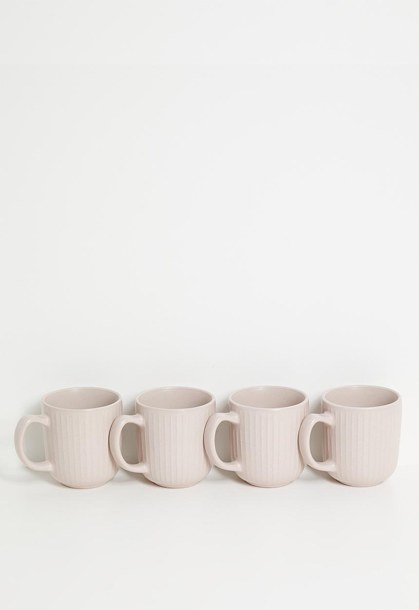 Excellent Houseware - Embossed mug set of 4 - Pink