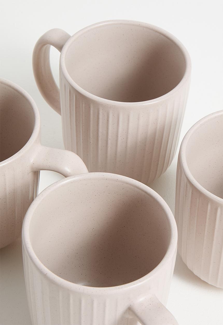 Excellent Houseware - Embossed mug set of 4 - Pink