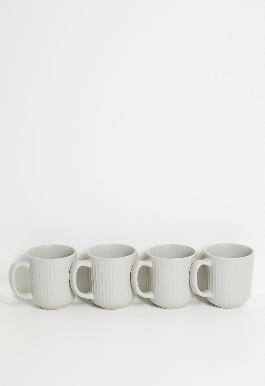 Excellent Houseware - Embossed mug set of 4 - Grey