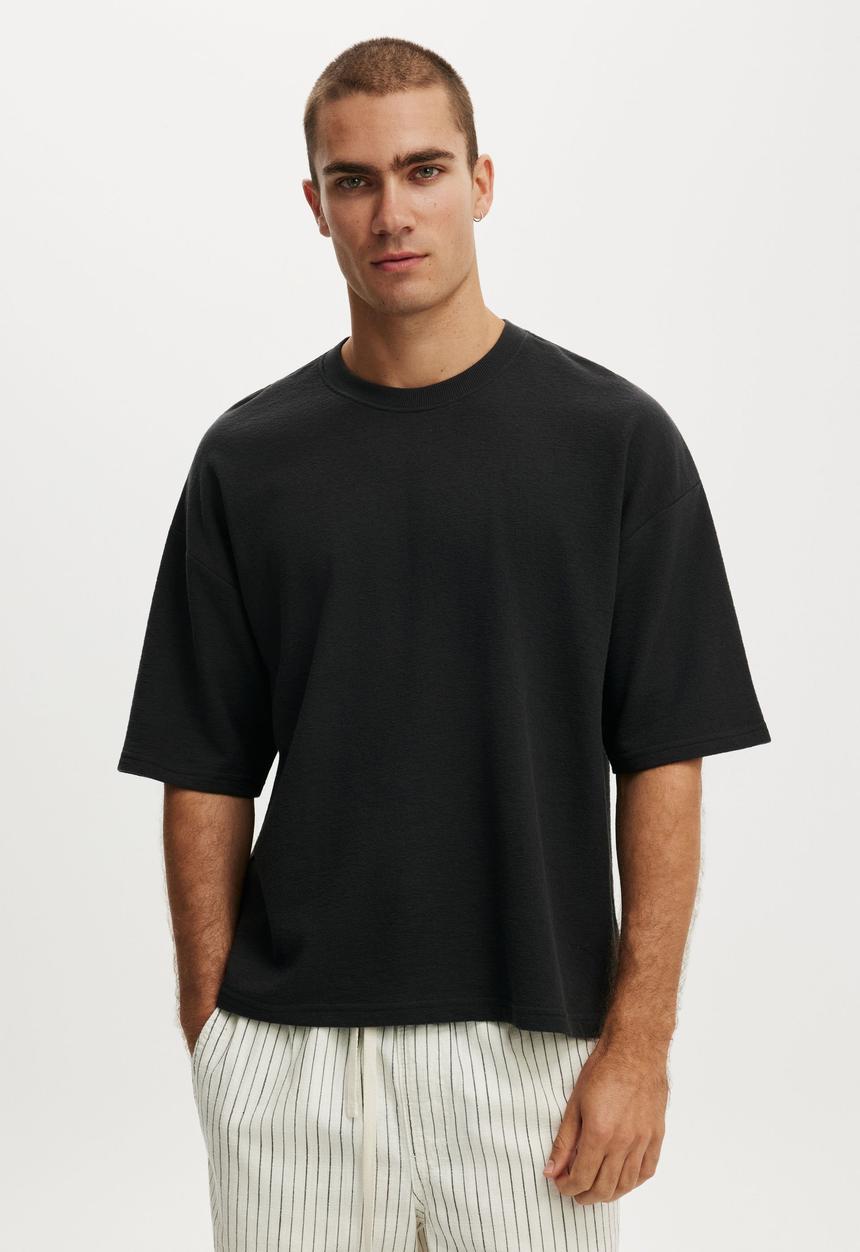 Cotton On - Cropped fit T-shirt - Washed Black Terry 
