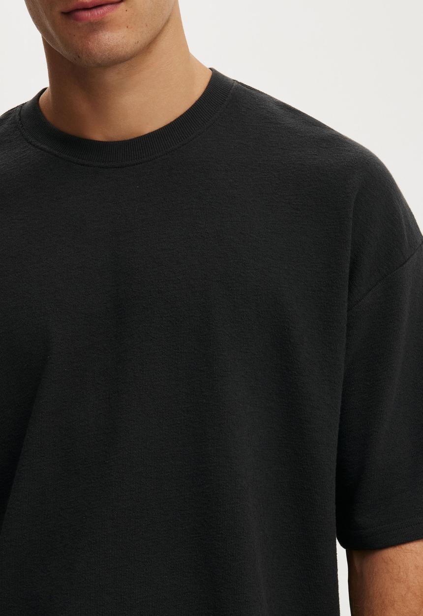 Cotton On - Cropped fit T-shirt - Washed Black Terry 