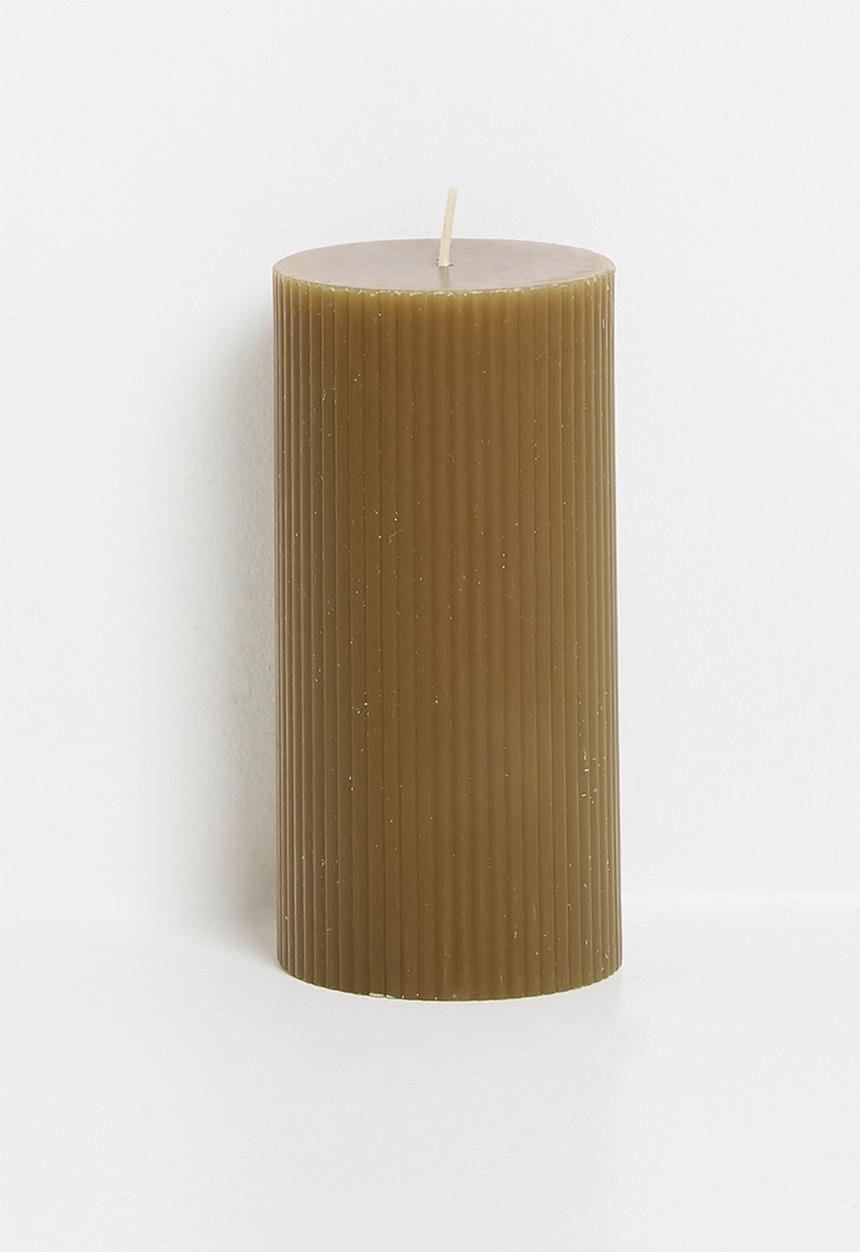 H&S - Roma Ribbed Pillar Candle - Mud
