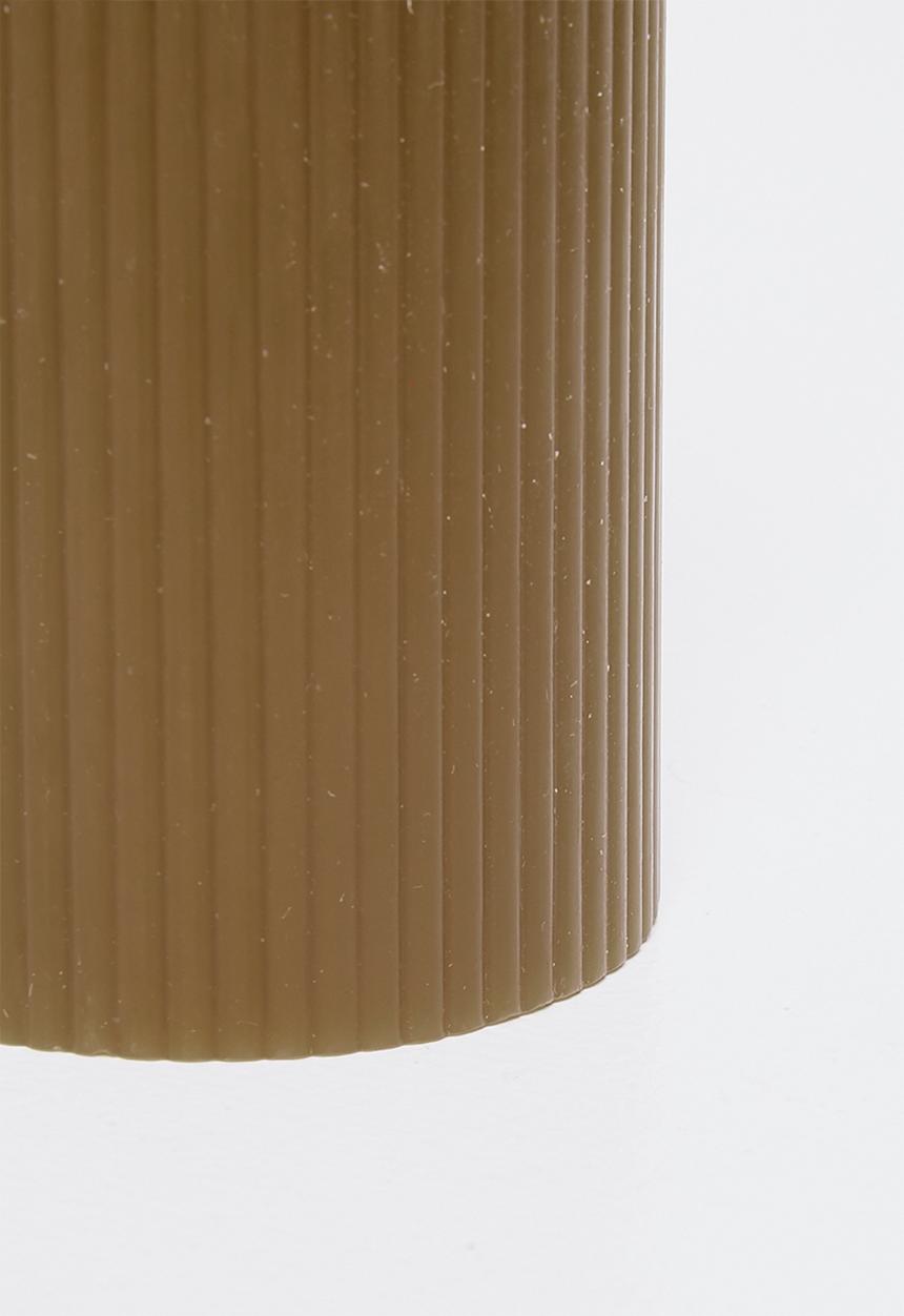 H&S - Roma Ribbed Pillar Candle - Mud