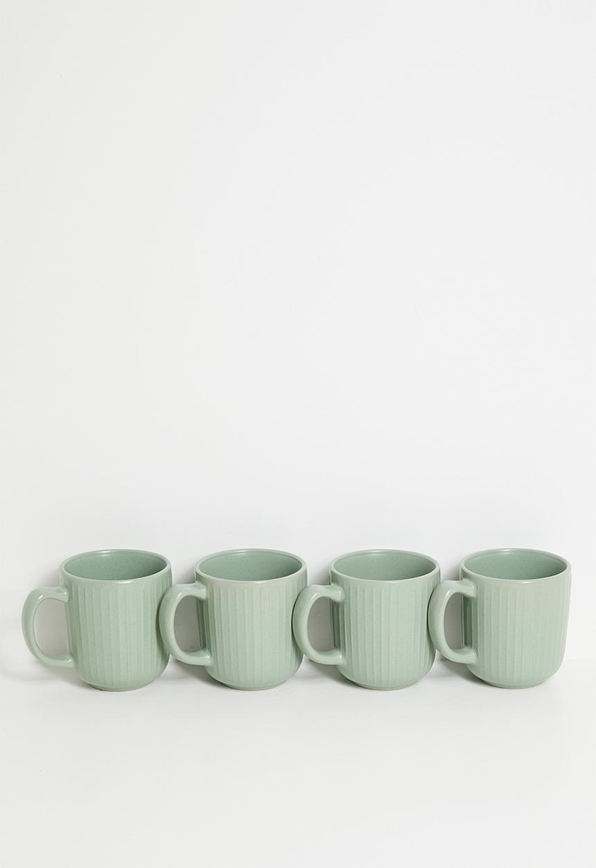 Excellent Houseware - Embossed mug set of 4 - Green