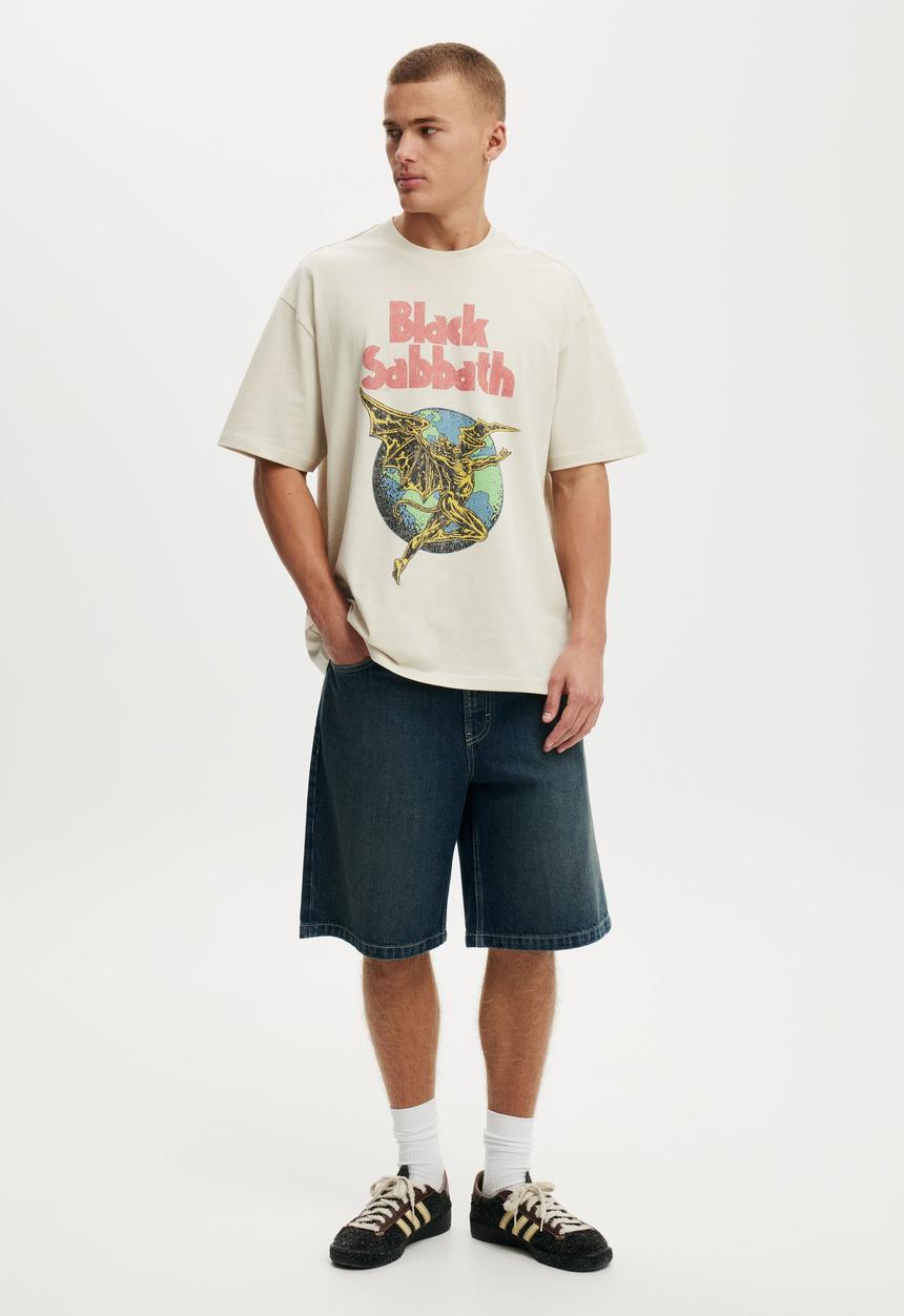 Cotton On - Everyday Fit Music T-Shirt - Lcn Bra Bone/Black Sabbath - Henry
