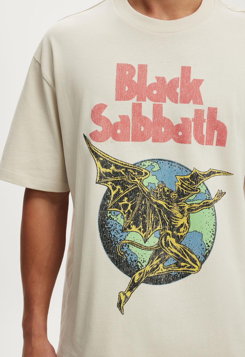 Cotton On - Everyday Fit Music T-Shirt - Lcn Bra Bone/Black Sabbath - Henry