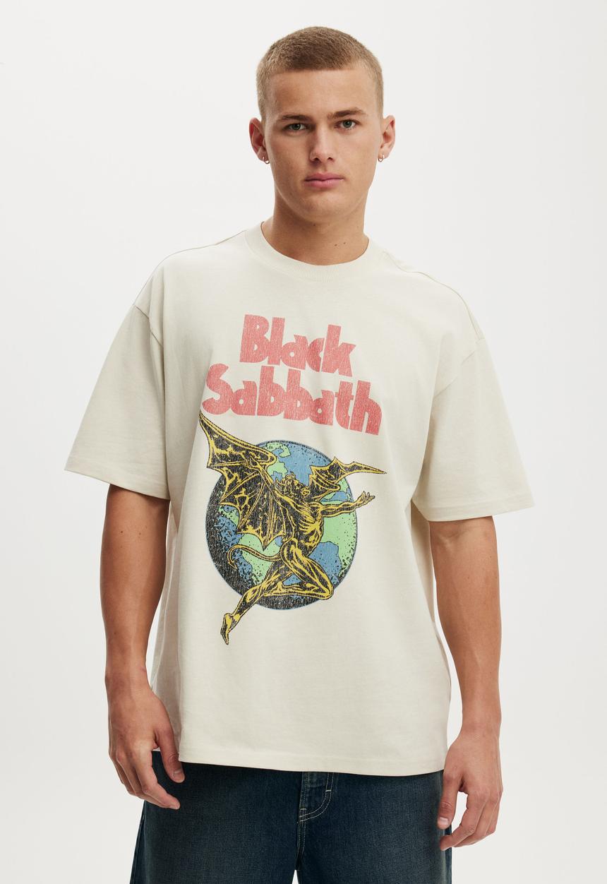 Cotton On - Everyday Fit Music T-Shirt - Lcn Bra Bone/Black Sabbath - Henry
