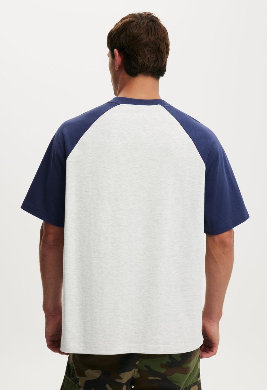 Cotton On - Box Fit T-shirt - White Marle/True Navy