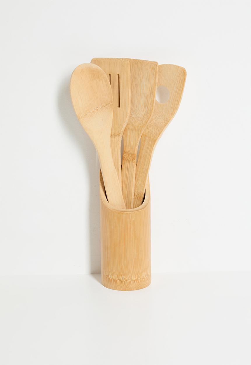 Excellent Houseware - Sodea 5 piece utensil set - Natural