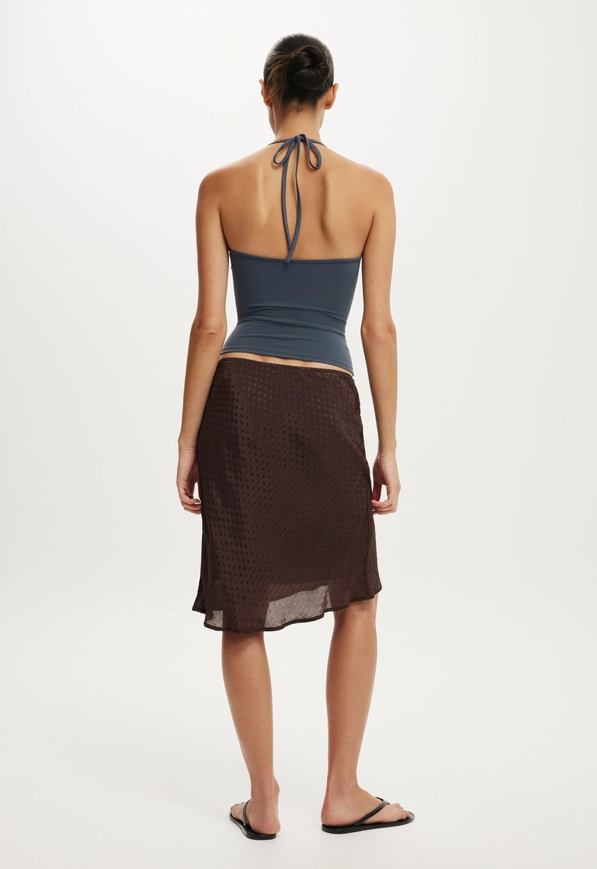 Cotton On - Layla midi slip skirt - dark oak