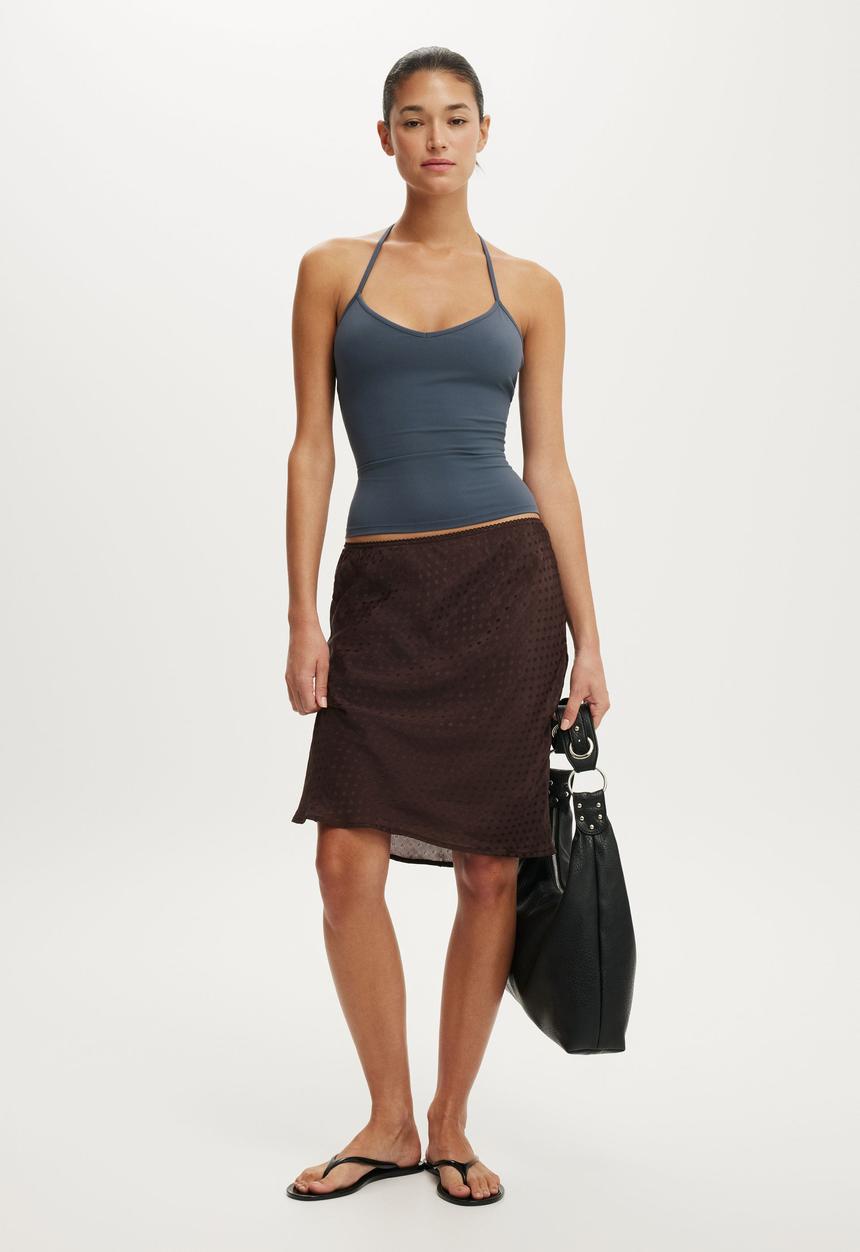 Cotton On - Layla midi slip skirt - dark oak