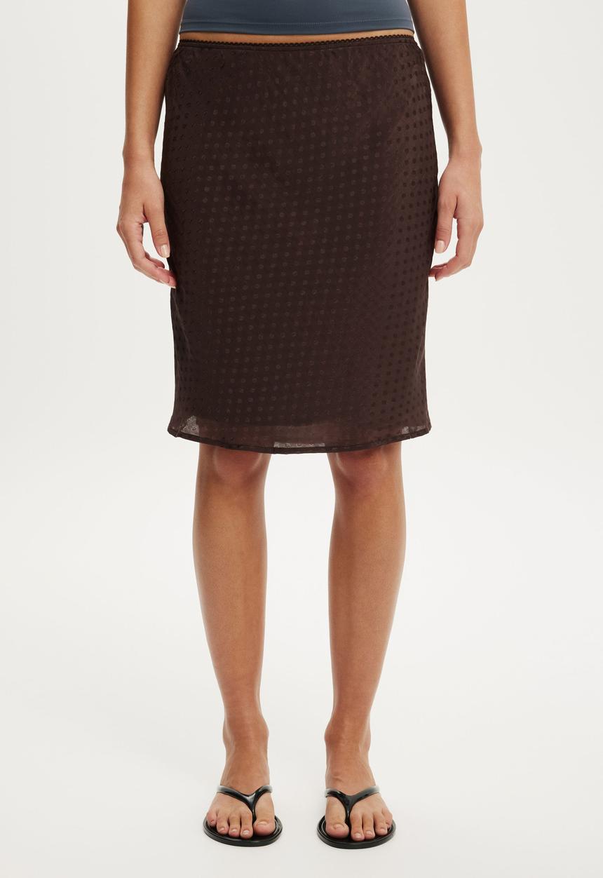 Cotton On - Layla midi slip skirt - dark oak