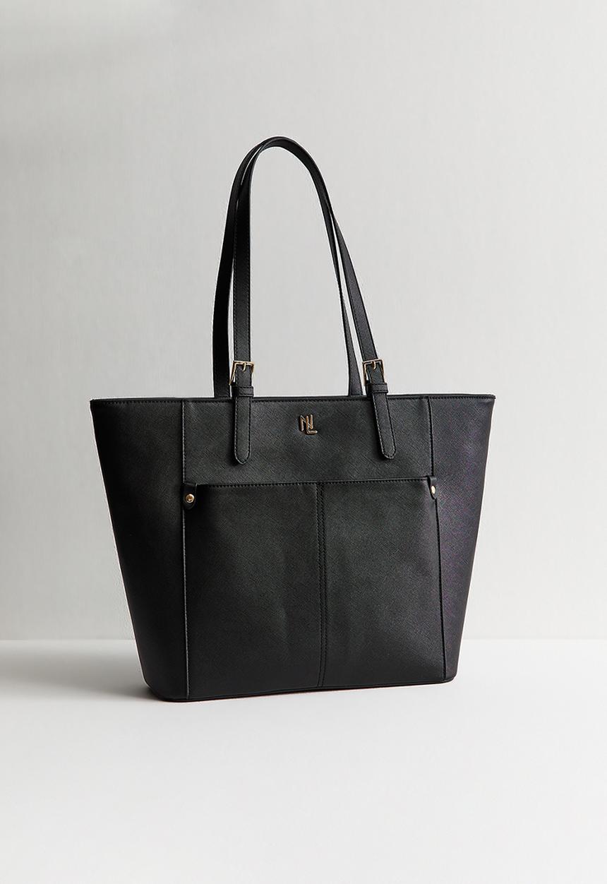 New Look - Saffiano Zip Pocket Tote Bag - Black
