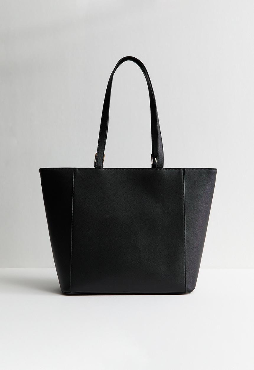 New Look - Saffiano Zip Pocket Tote Bag - Black