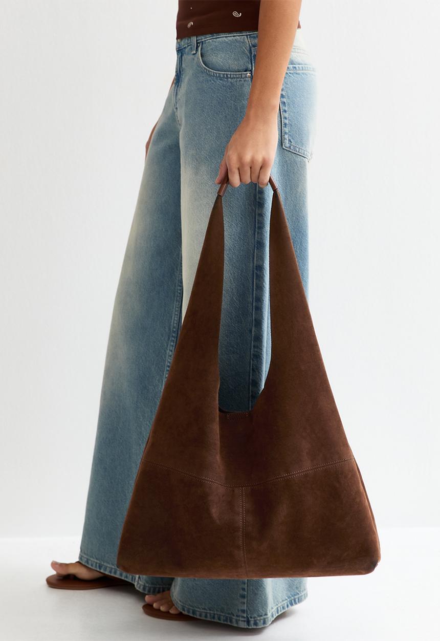 New Look - Suky Suedette Panel Hobo  Bag - Tan