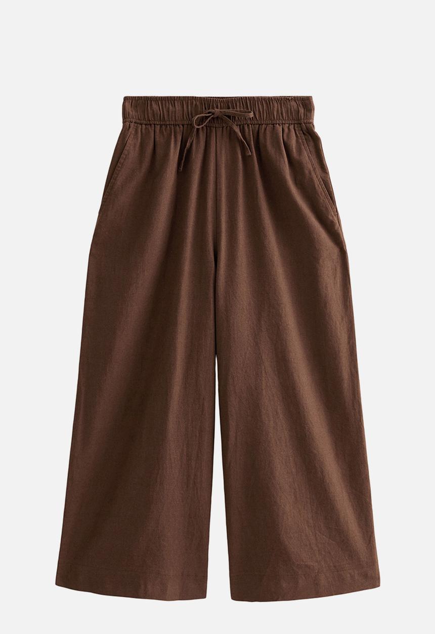 New Look - Clara linen crop trouser - brown