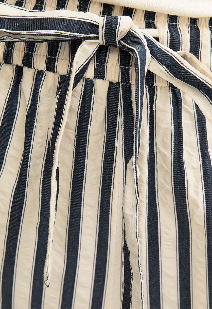 New Look - Stella seer stripe wide leg trousers - navy