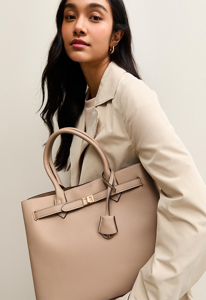 New Look - Annie Belted Triple Comp Bag - Mink