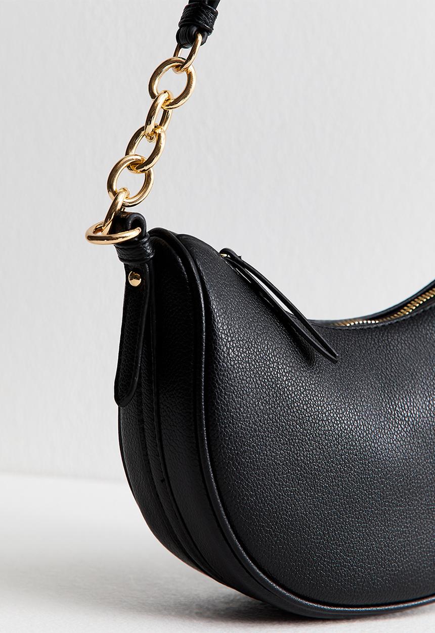 New Look - Chrissy Chain Suedette Mini Scoop  Bag-Black