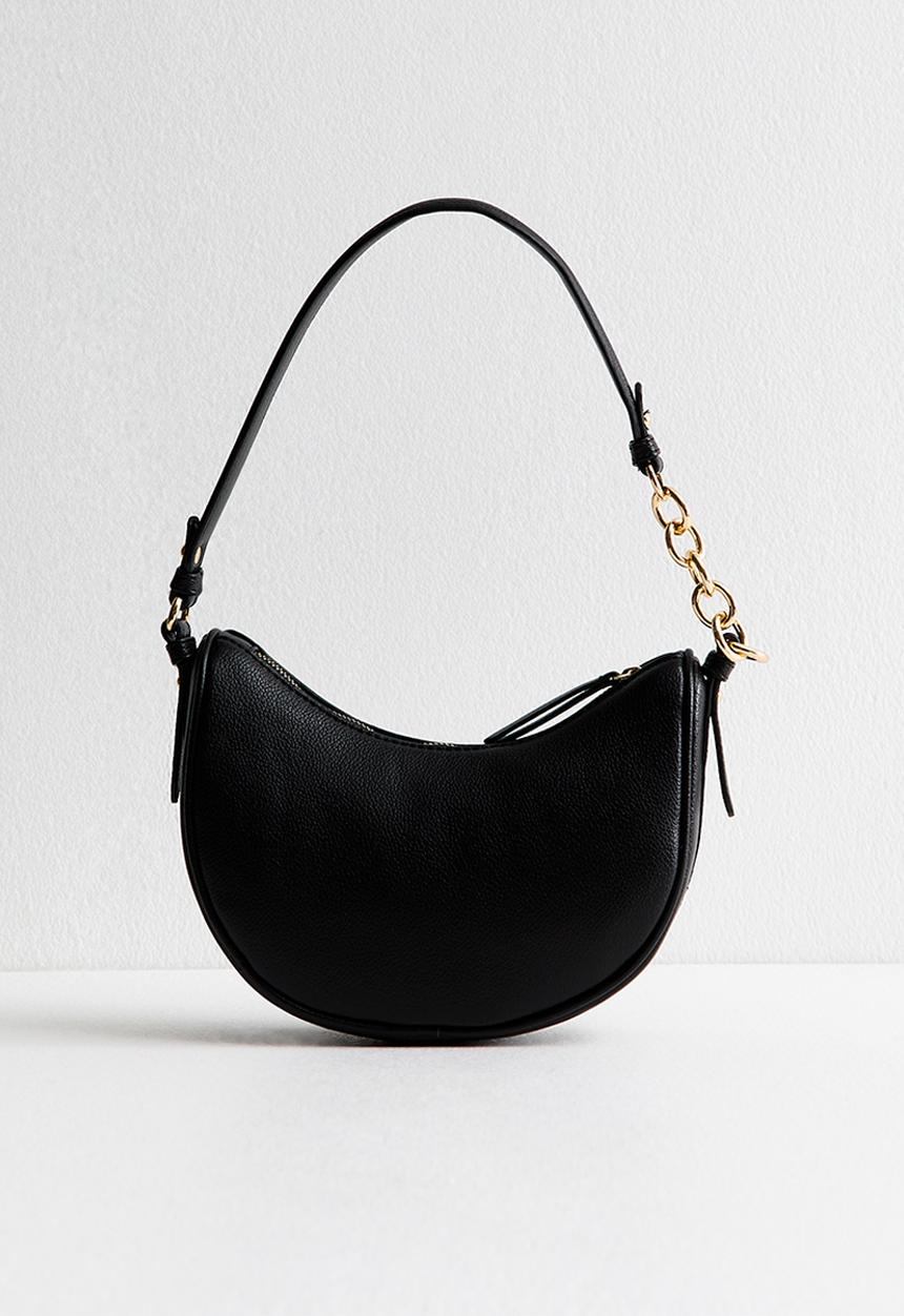 New Look - Chrissy Chain Suedette Mini Scoop  Bag-Black