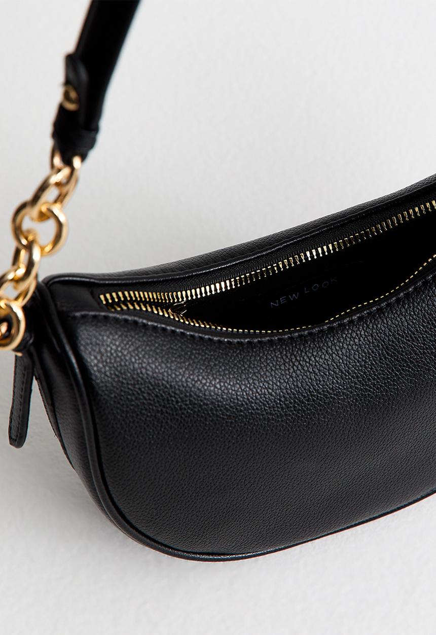 New Look - Chrissy Chain Suedette Mini Scoop  Bag-Black