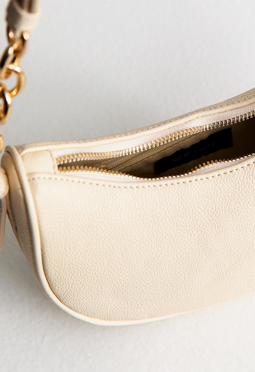 New Look - Chrissy Chain Suedette Mini Scoop  Bag - White