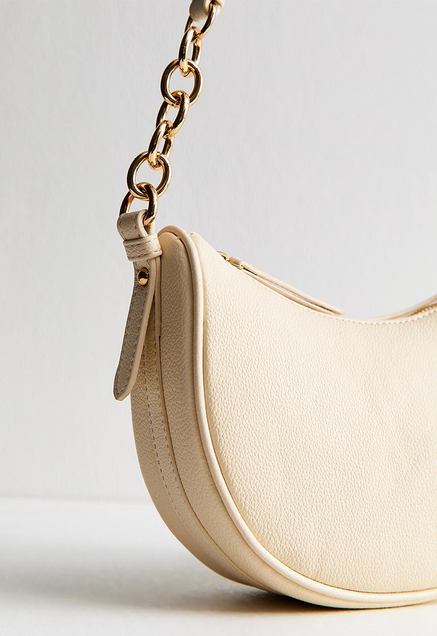 New Look - Chrissy Chain Suedette Mini Scoop  Bag - White