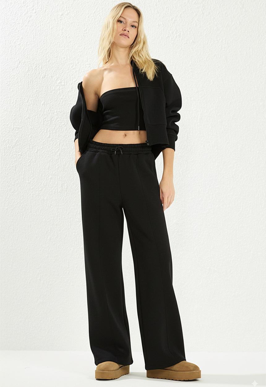 Trendyol - 3-Piece Knitted Tracksuit Set - Black