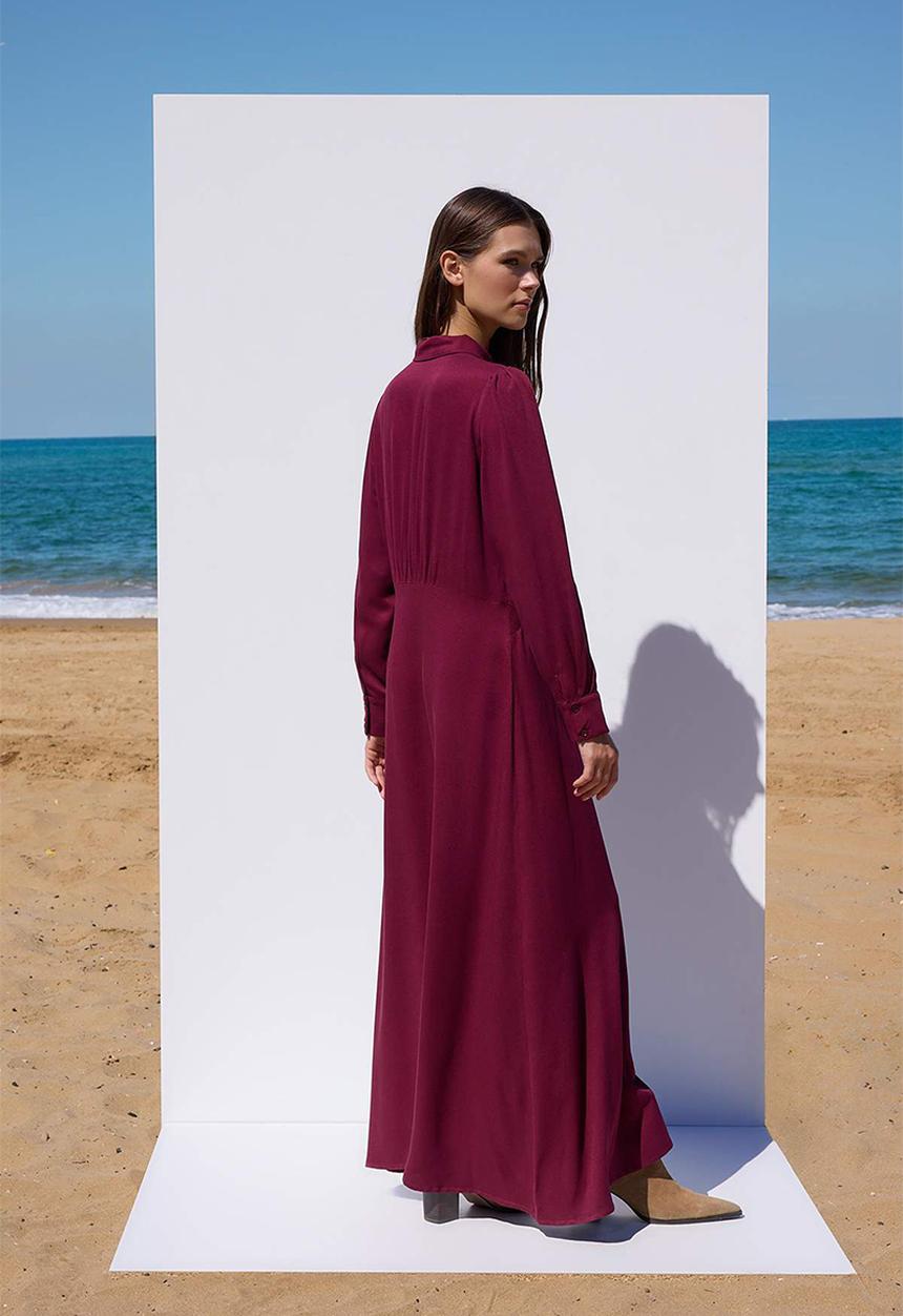 Trendyol - Waist Drawstring Detailed Dress - Plum