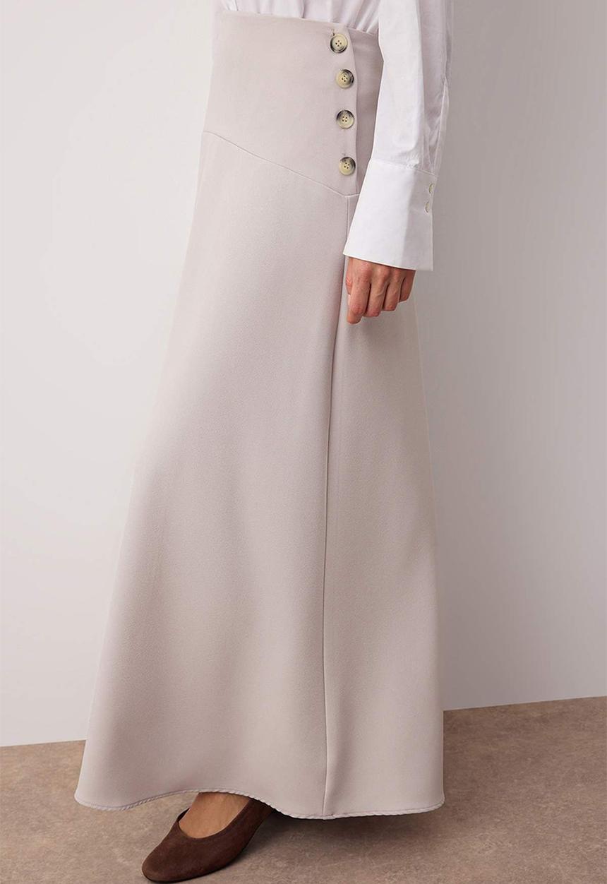 Trendyol - Side Button Detailed Woven Skirt - Beige