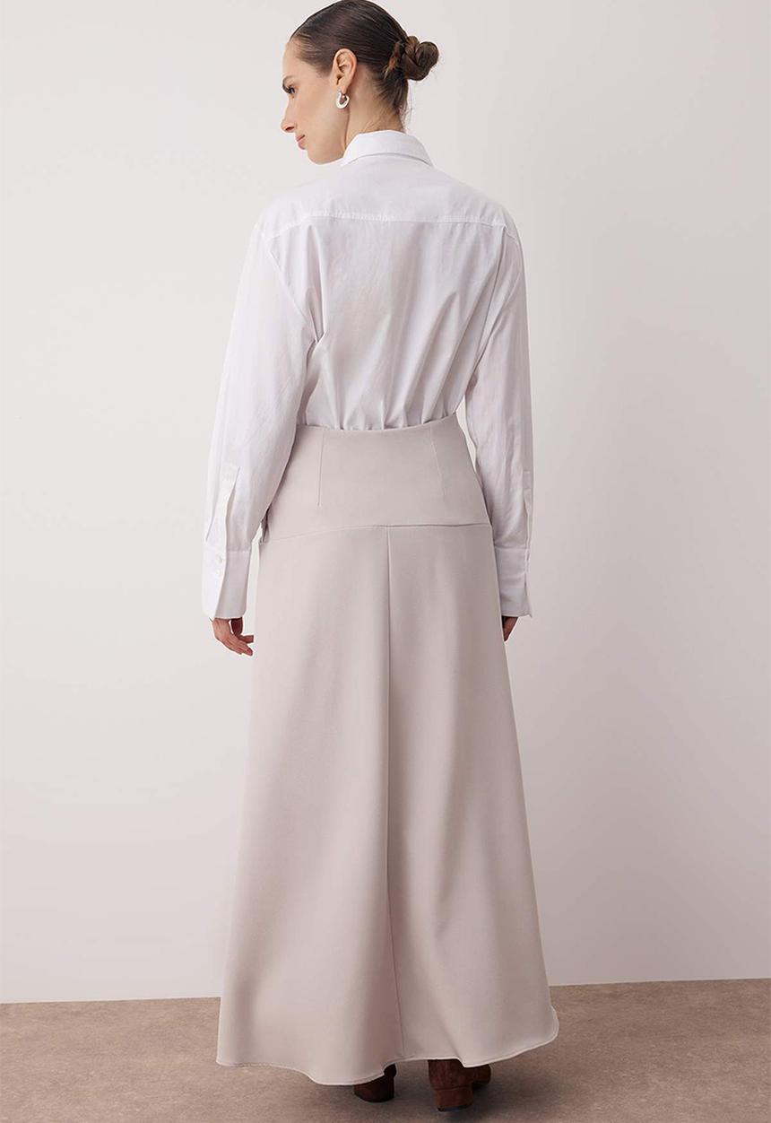 Trendyol - Side Button Detailed Woven Skirt - Beige