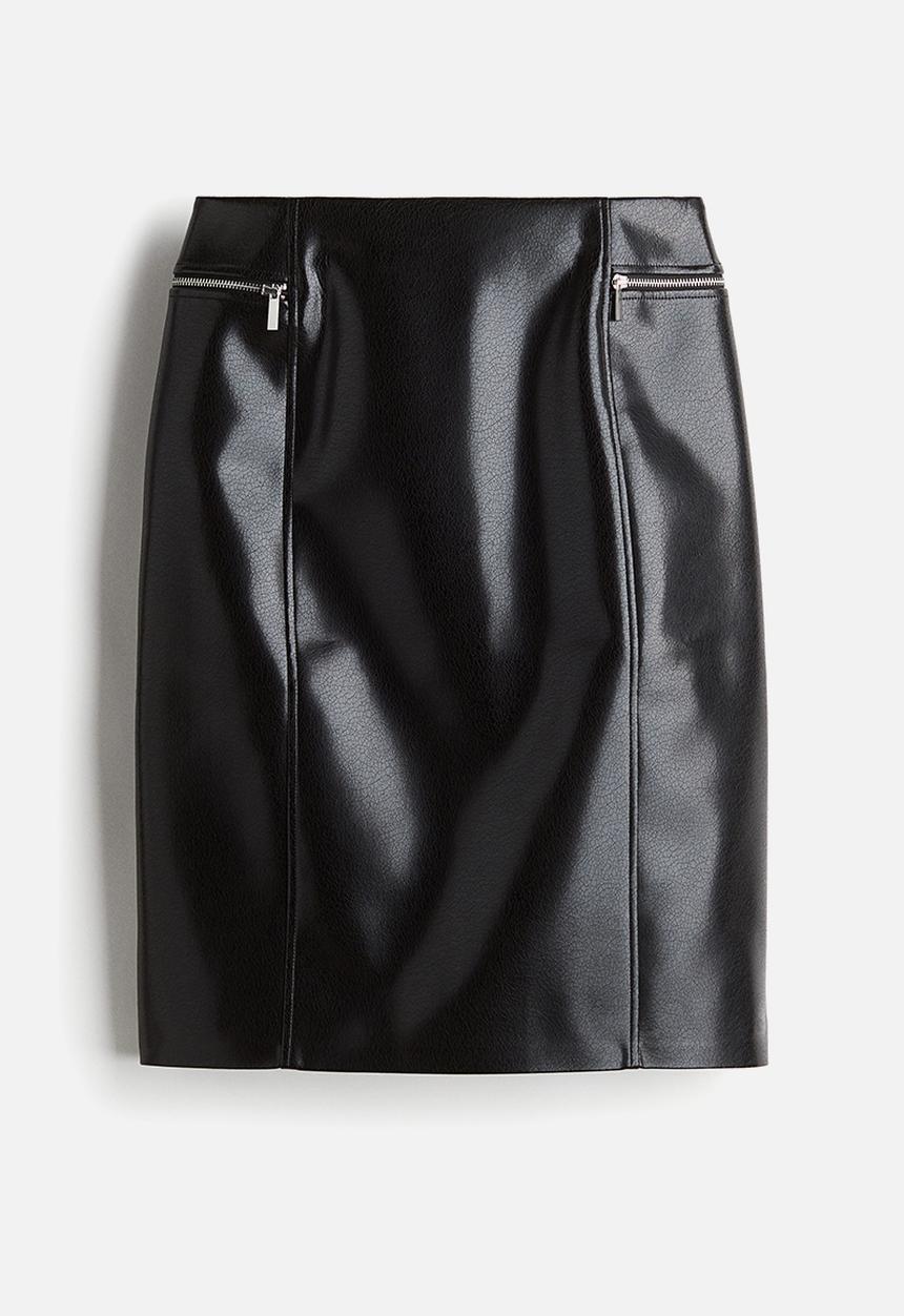 H&M - Coated pencil skirt - black