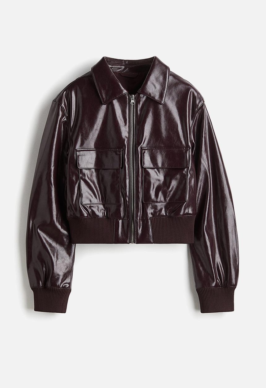 H&M - Coated bomber jacket - burgundy