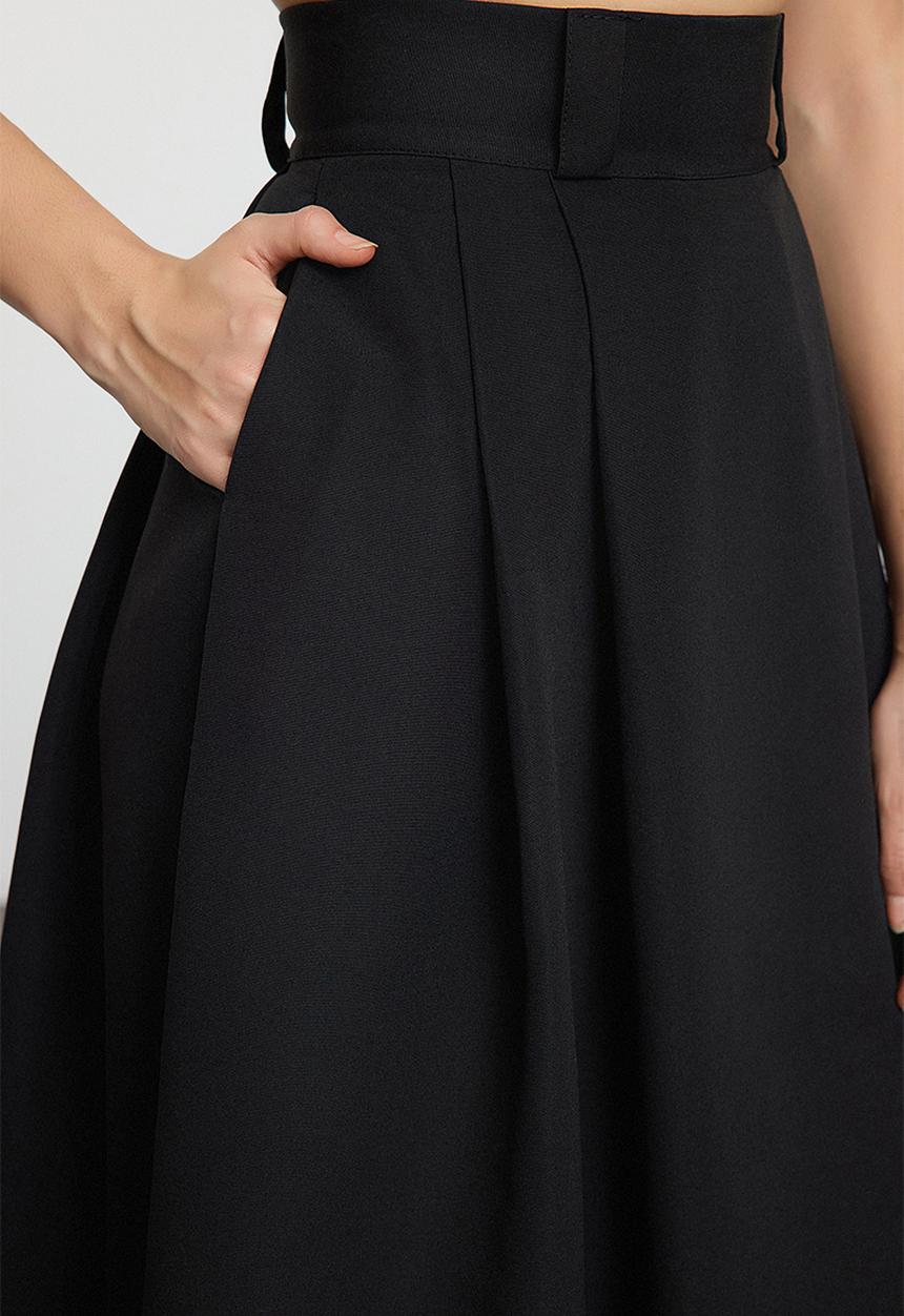 Trendyol - Pleated Maxi Length Woven Skirt - Black