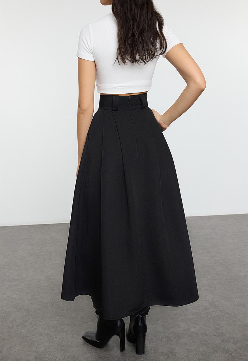 Trendyol - Pleated Maxi Length Woven Skirt - Black