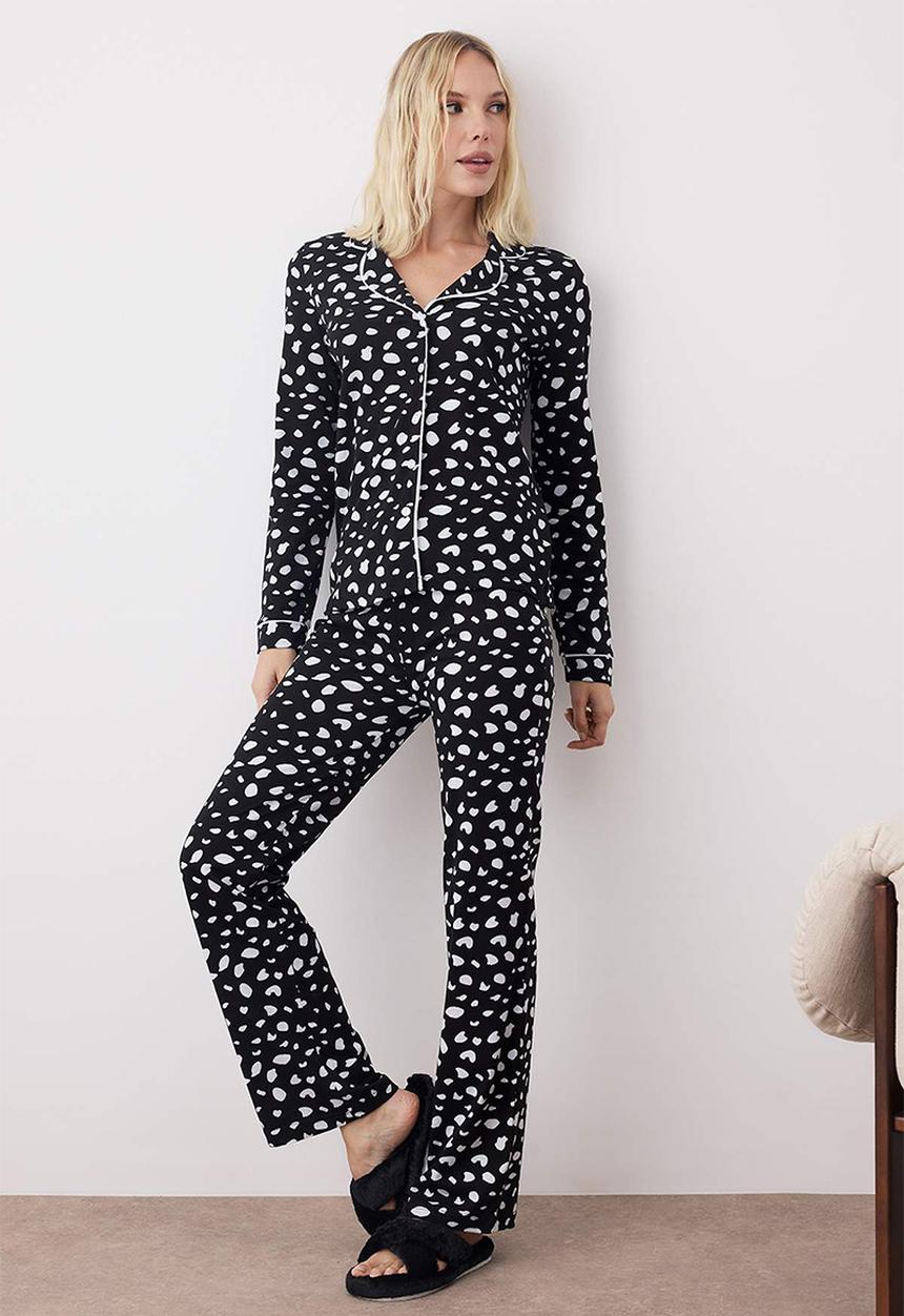 Trendyol - Pajamas Set Shirt and Pants  - Black