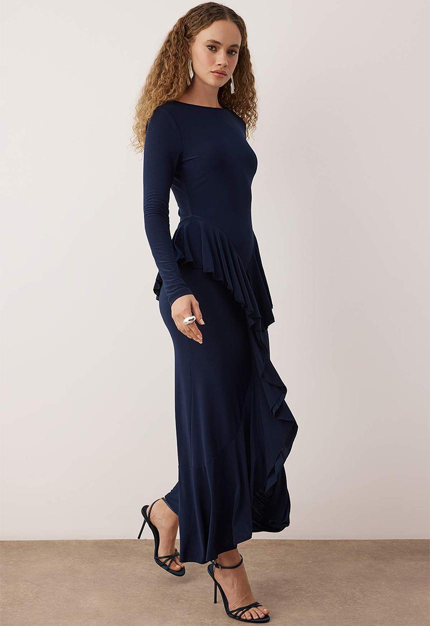 Trendyol - Plain Sandy Maxi Dress - Navy Blue