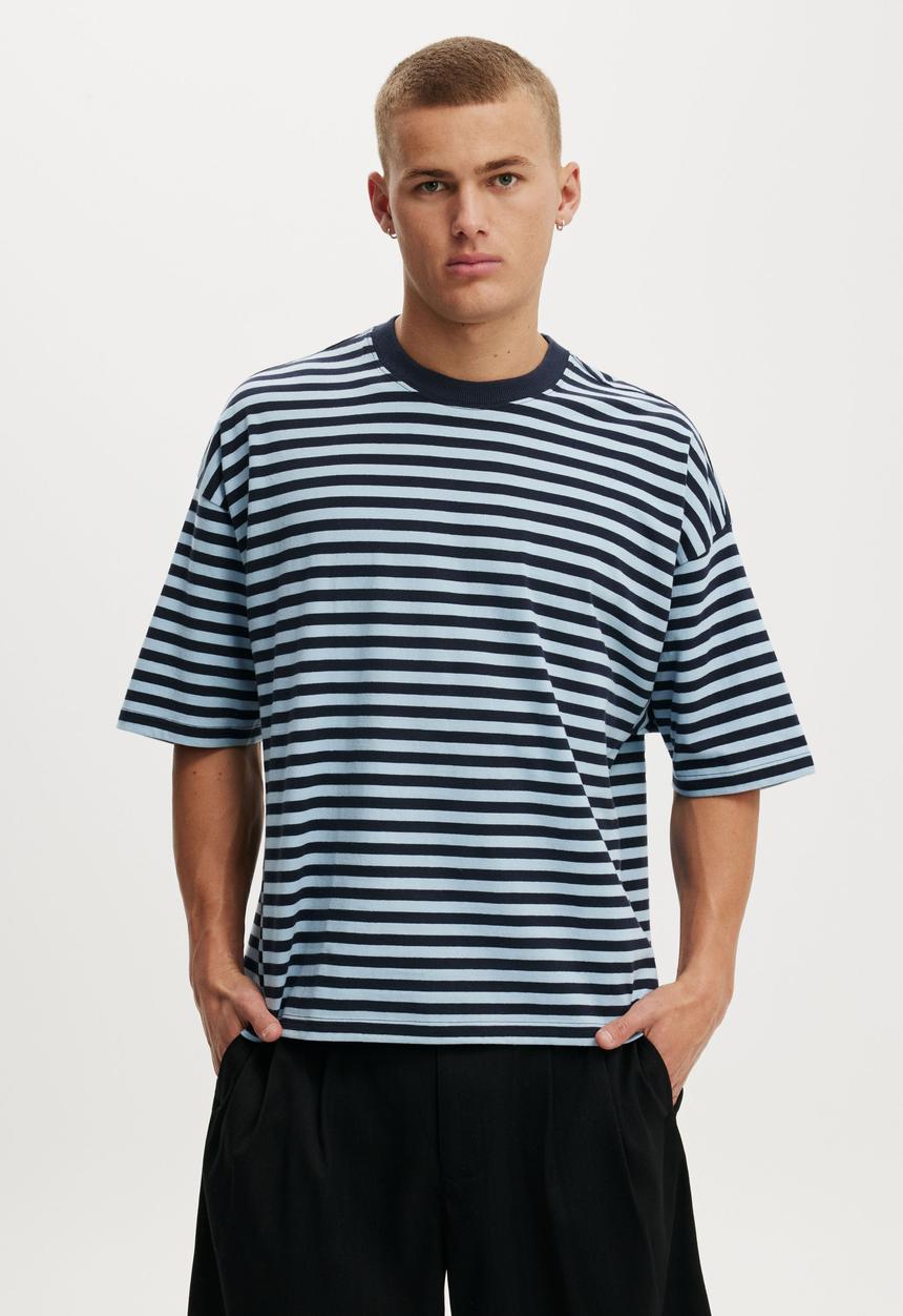 Cotton On - Cropped Fit T-shirt - True Navy/Powder Blue