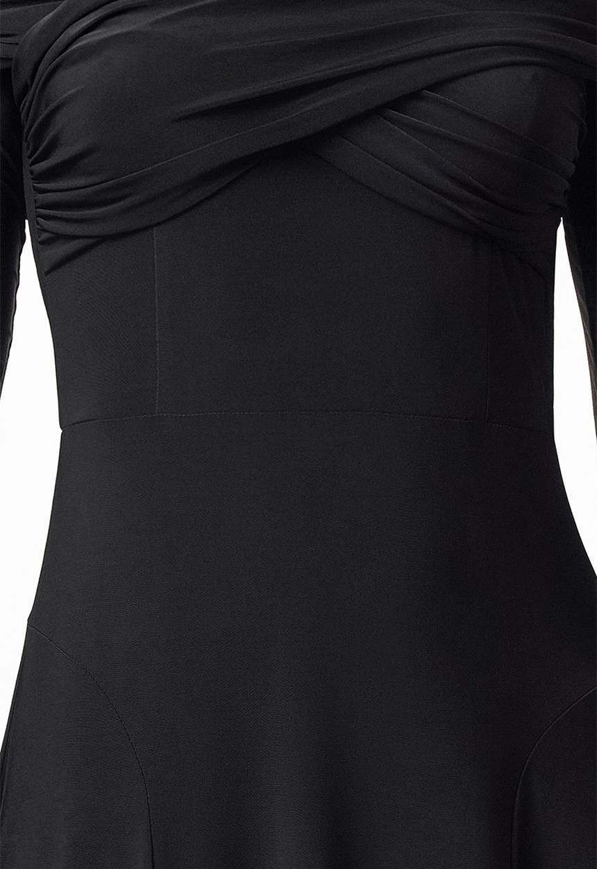 Trendyol - A-Line Knitted Evening Dress - Black