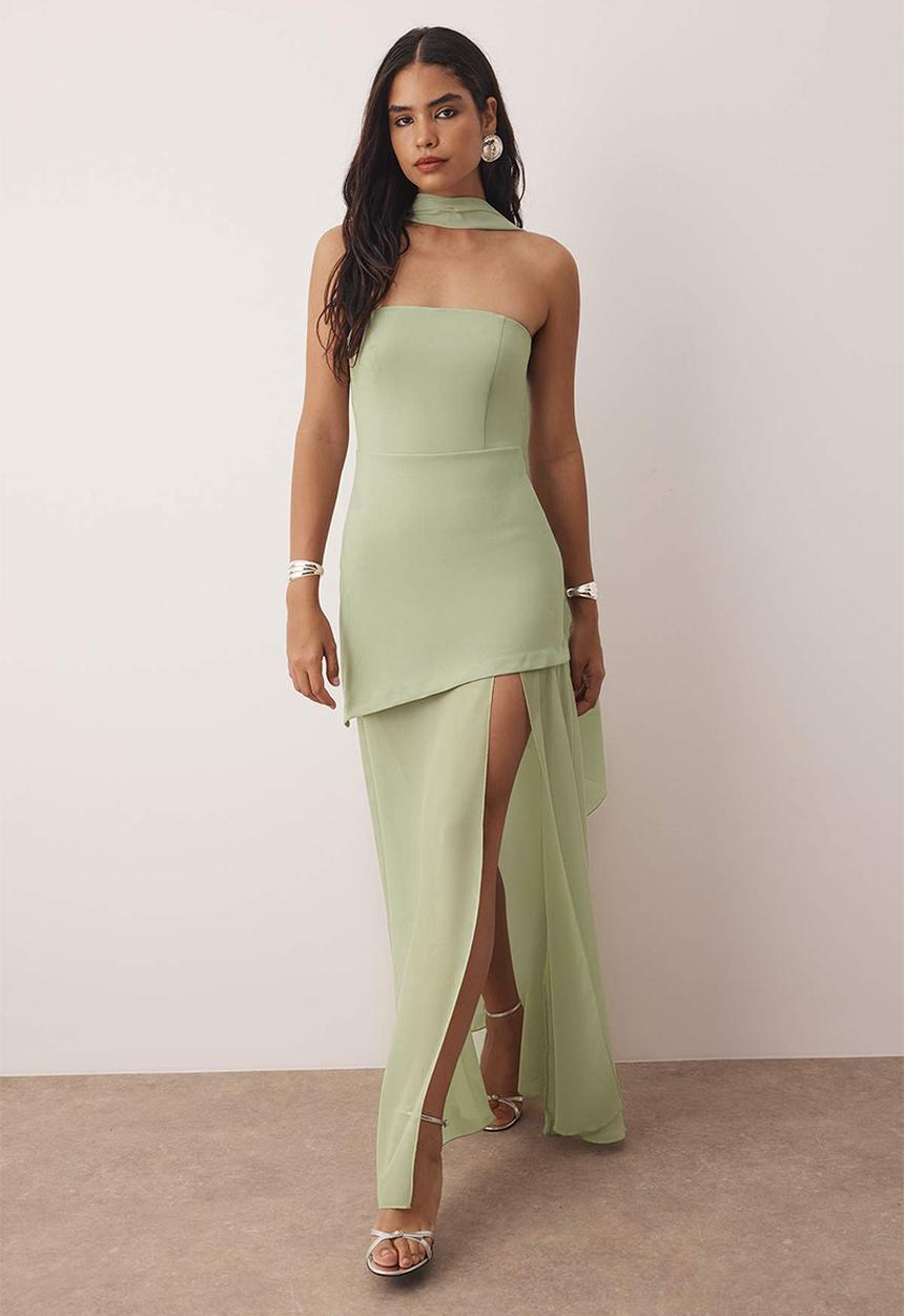 Trendyol - Shawl Detailed Woven Maxi Dress - Mint