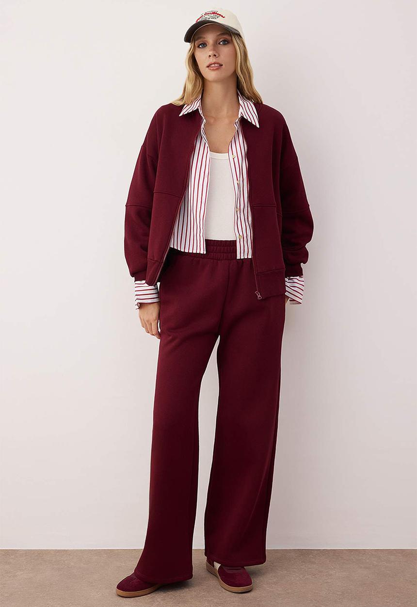 Trendyol - Knitted Tracksuit Set - Burgundy